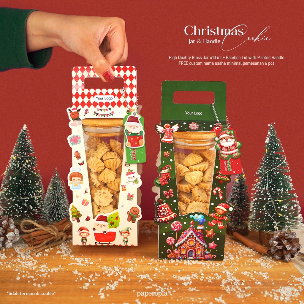 

Kotak kue kering toples kaca 410ml NATAL christmas box jar kemasan