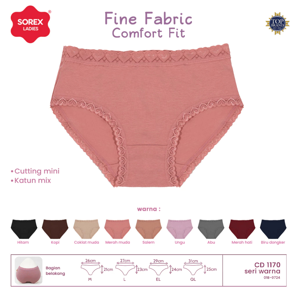 (2 & 3pcs) Cd Wanita Sorex 1170 (Midi) Katun Renda | Cd Basic tpjy