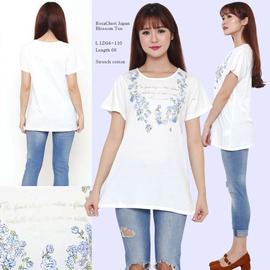 RosaCheri Japan Blossom Tee Baju Atasan Kaos Wanita Branded