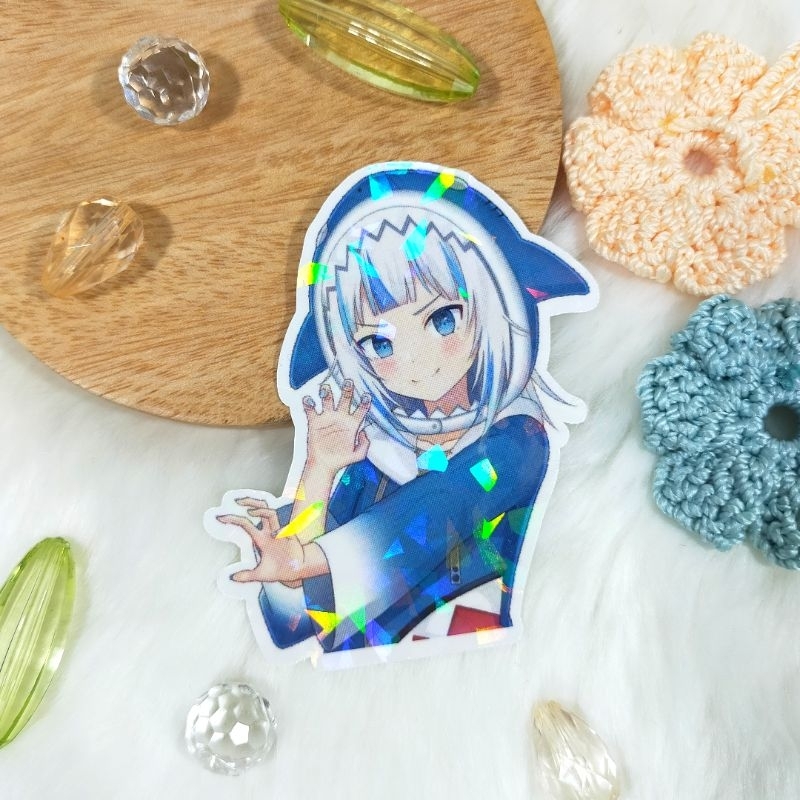 

Sticker Hologram Brokenglass Fanmerch Gawr Gura Hololive Original Fanart by Merch Trove