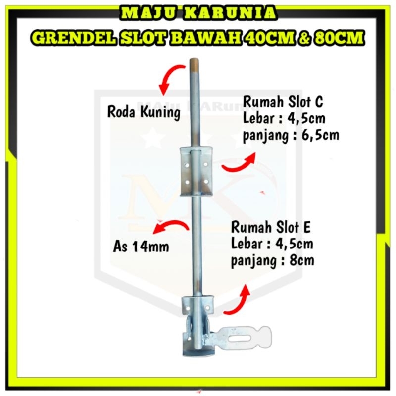 Slot Grendel Pintu Garasi Panjang 40cm dan 80cm, Pintu gerbang pagar besi, gebyok
