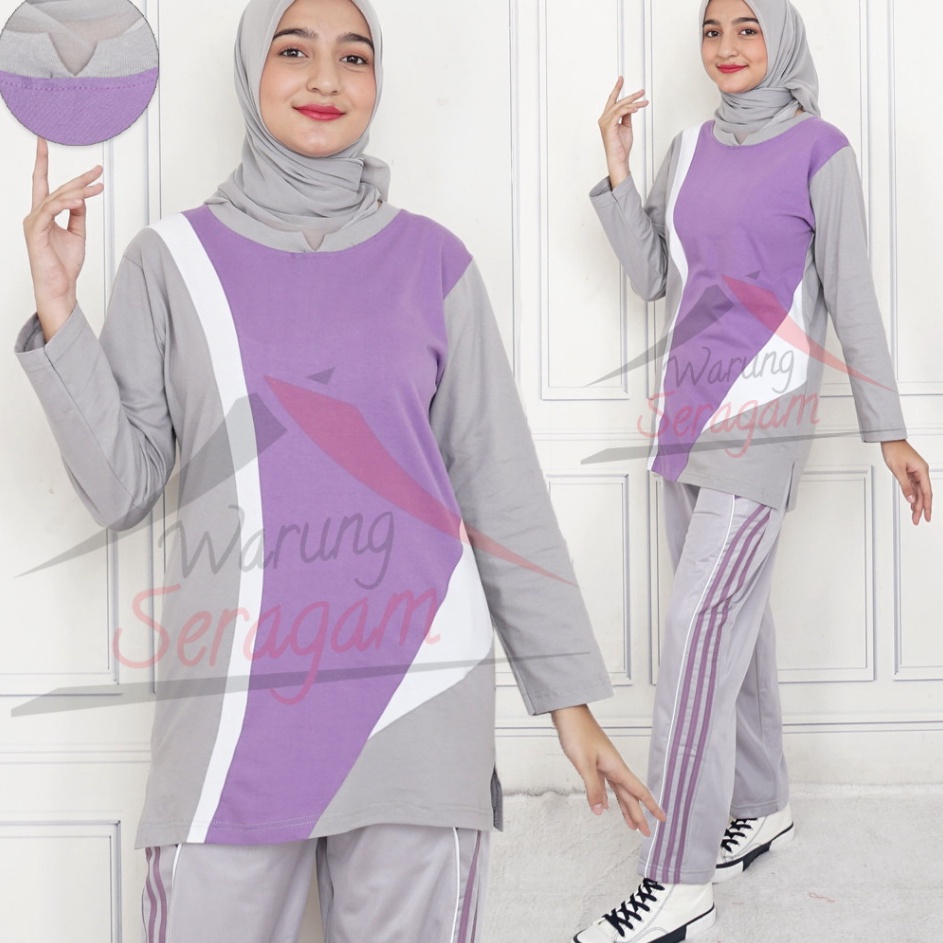 Murah Luar Biasa  Baju Olahraga Muslimah Wanita Setelan Training Senam Seragam