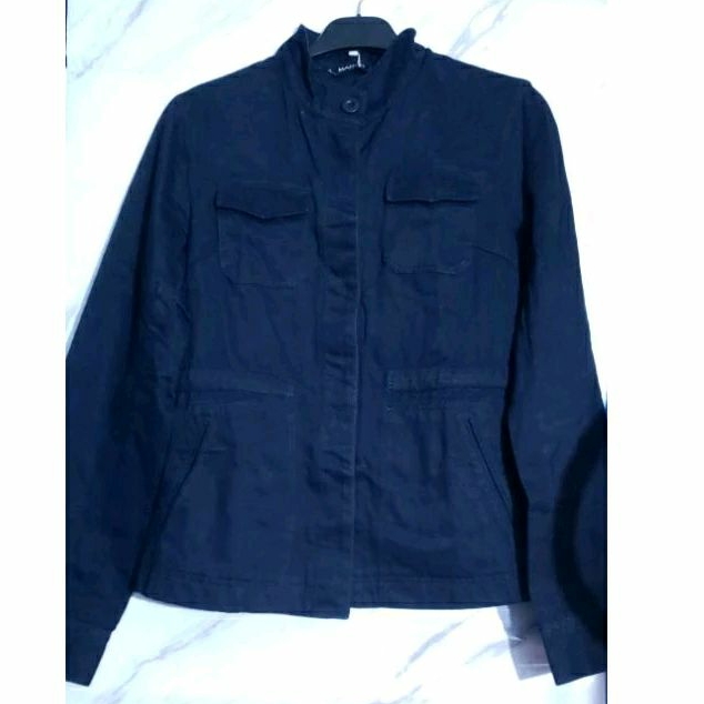MANGO JAKET DENIM OUTER PARKA NAVY POCKET KOREA ORIGINAL