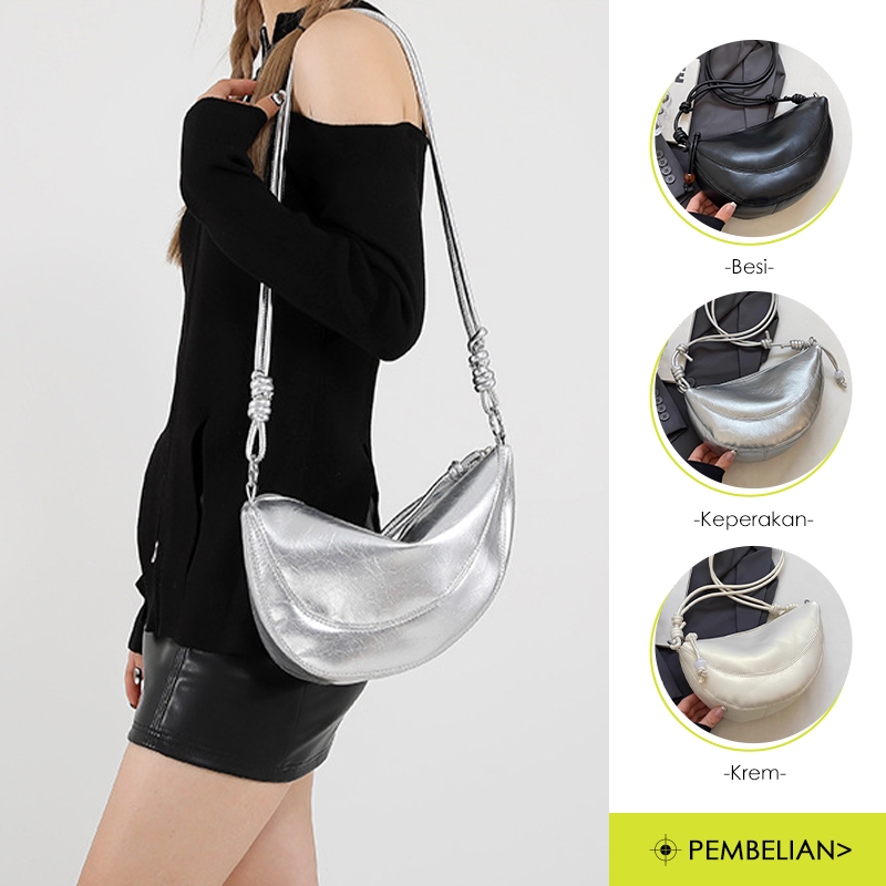 Tas Selempang Kapasitas Besar Tas Selempang Wanita Mode Seratus Tas Pangsit Perak