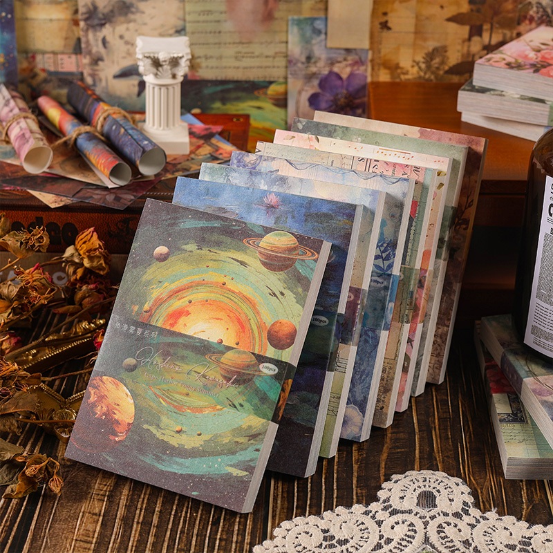 

100 Lembar Kertas Hias Seri Kabut Musim Panas Untuk Dekorasi Scrapbook Bullet Journal Diary Jurnal Retro Vintage