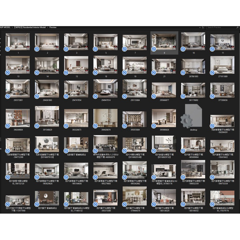 【SKP023】160GB+ Sketchup Desain Residential interior Vray Enscape model Scene Siap Render