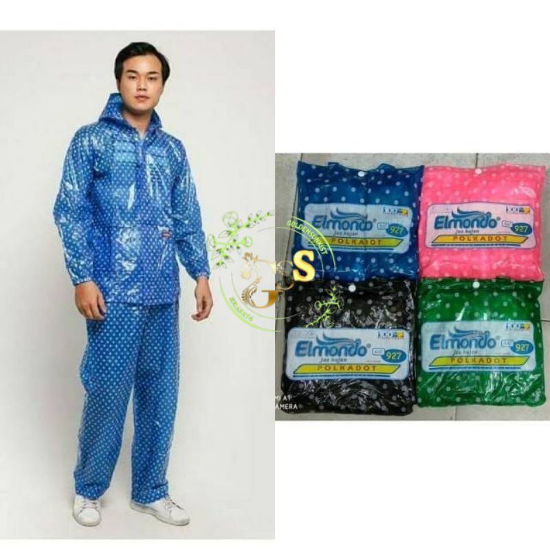 ELMONDO 927 Jas Hujan setelan Polkadot cowok cewek