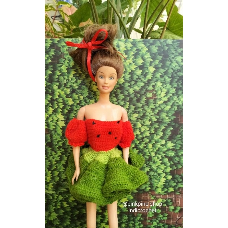dress motif buah rajut Barbie_indicrochet