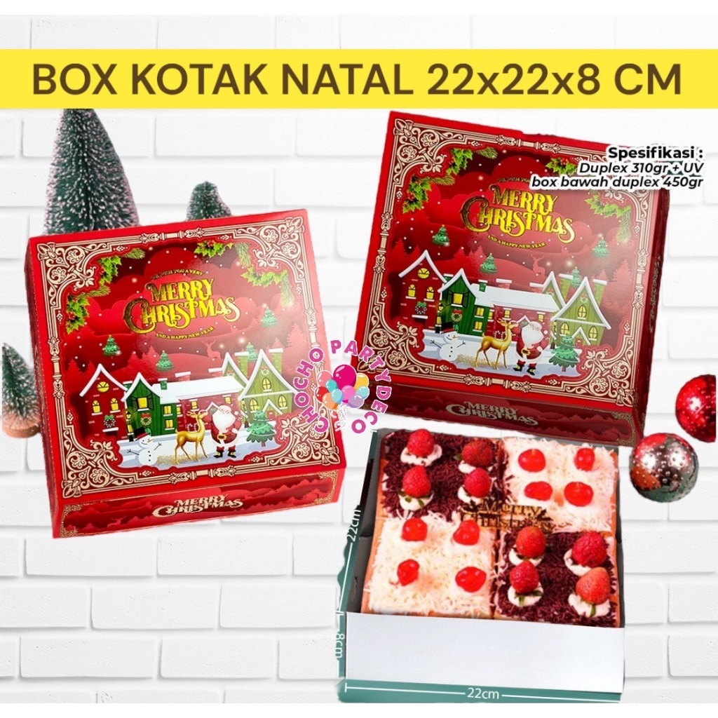 

Box NATAL KOTAK 22x22x8 CM / Kotak Kue Natal / Box Merry Christmas / Hampers Natal