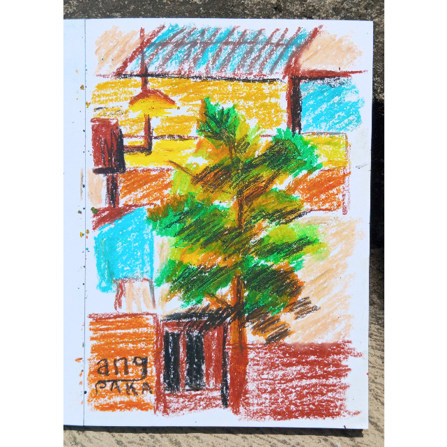 

lukisan oil pastel gambar abstrak