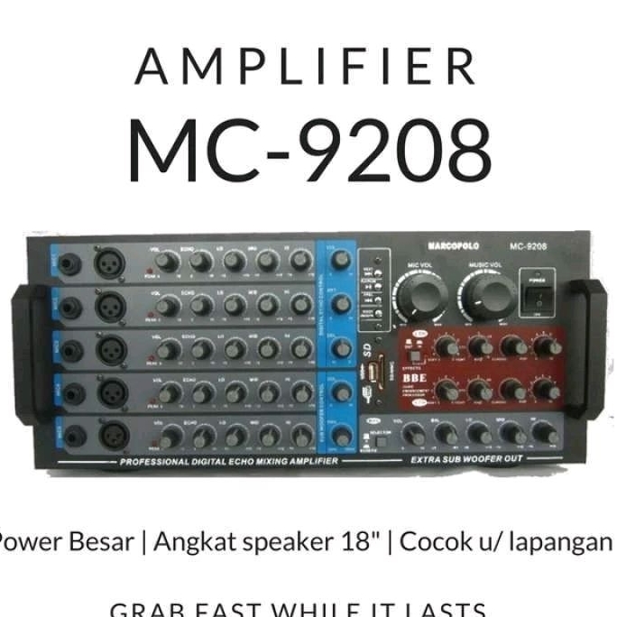 AMPLI MIXER MARCOPOLO MC-9208 MIXER KARAOKE 5 CHANNEL USB MP3 MC9208