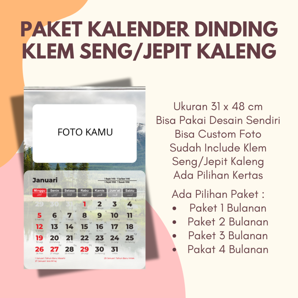 

[KLEM] PAKET KALENDER DINDING 2026 SPIRAL KAWAT HANGER A3+ CUSTOM