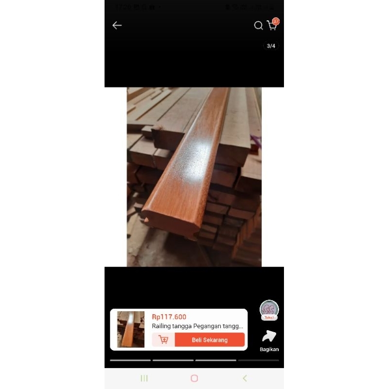 Pesanan 1 btg Railing Kayu Kamper Singkil 4 cm x 6 cm x panjang 3,5 cm plitur natural gloss