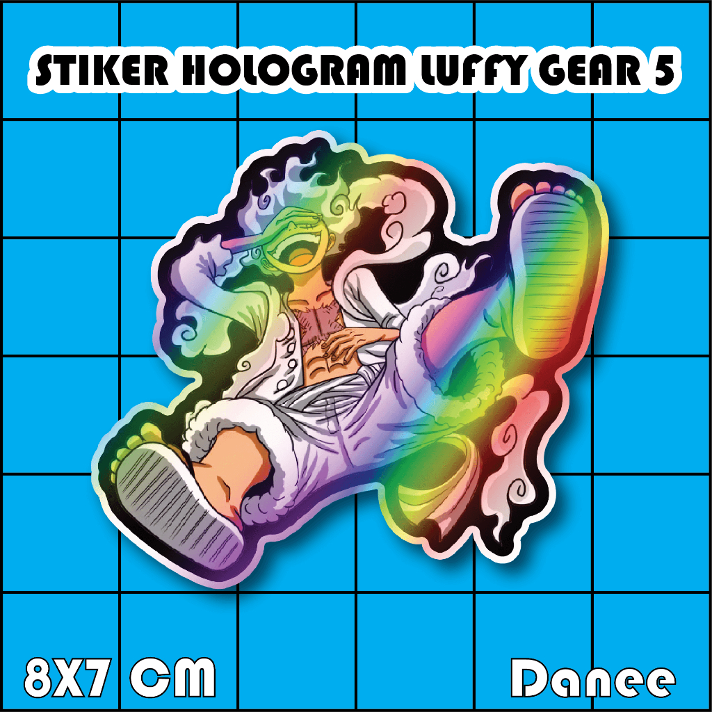 

[Stiker Hologram] Luffy Gear 5 Nika, Stiker Hologram Tahan Air dan Awet, ukuran 8x7 cm