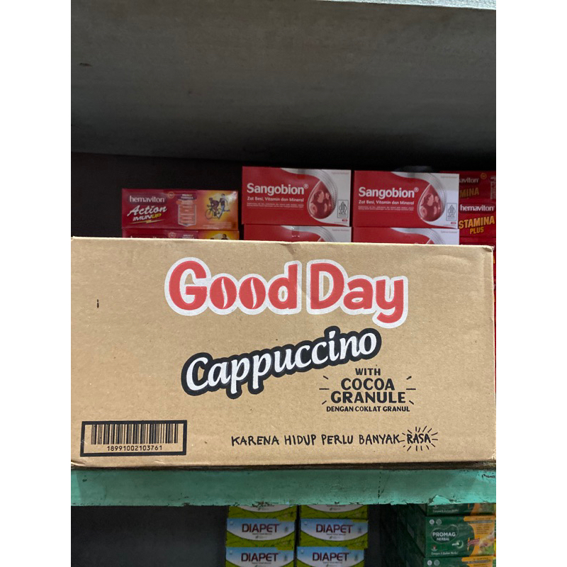 

GOOD DAY CAPPUCCINO WITH COCOA GRANULE 1 DUS ISI 12rtg x 10bks x 25gr ❗️(HARGA TERMURAH)❗️