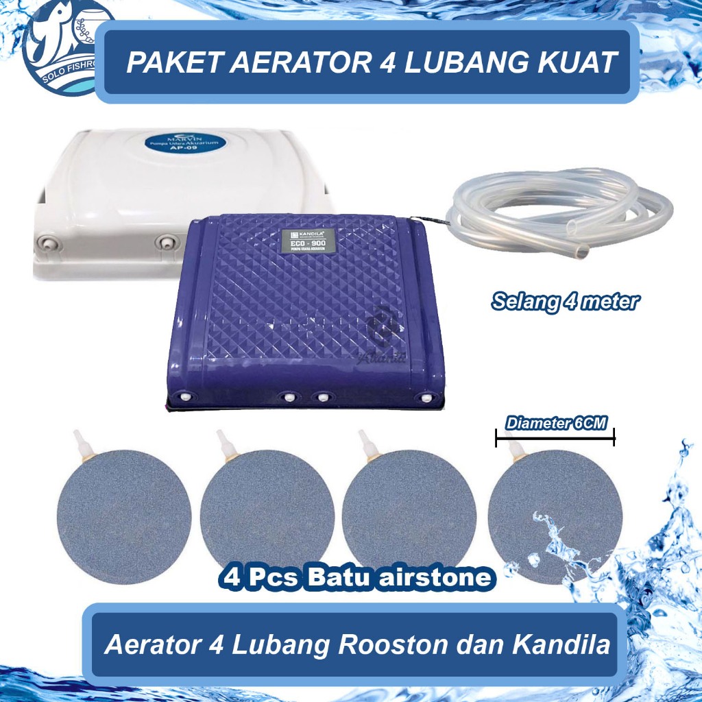 Lengkap Aerator Lubang Paket Aerator 4 Lubang Pompa Udara Oksigen Aquarium Aquascape Paket Aerator 4