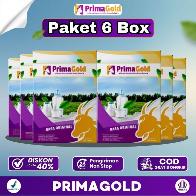 

PAKET 6 BOX SUSU KAMBING ETAWA BUBUK PRIMAGOLD/ GOLDENGOAT ATASI NYERI SENDI TULANG LUTUT PUNGGUNG ENCOK