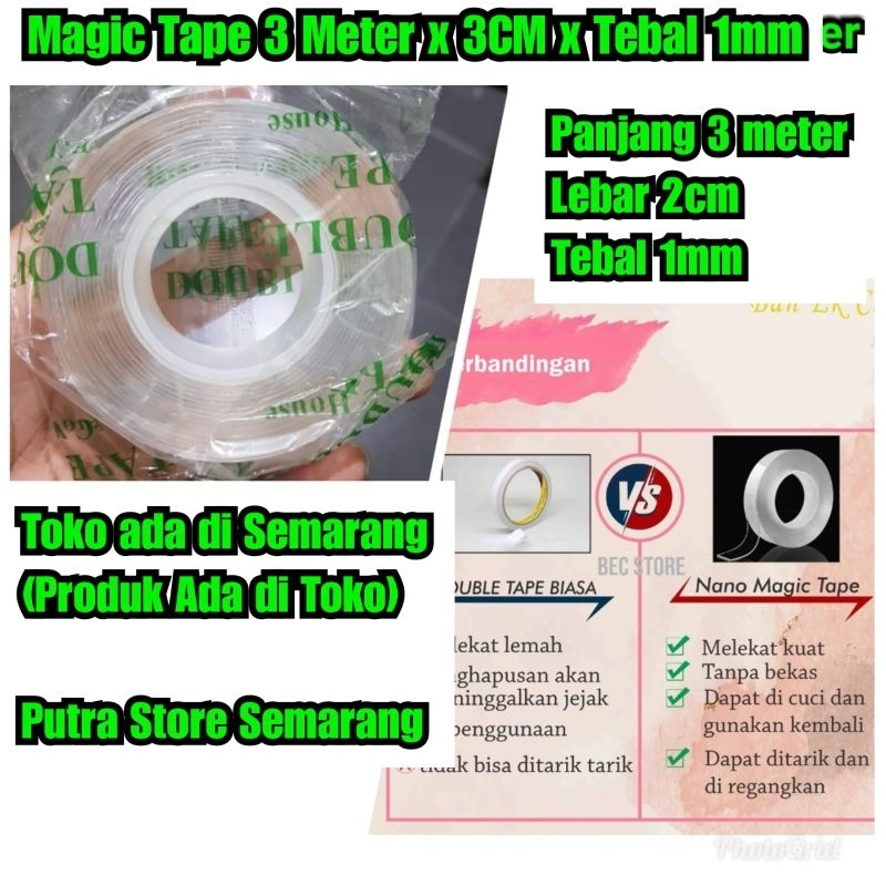 

Double tape Bening tebal 1mm Panjang 3 Meter Isolasi ajaib