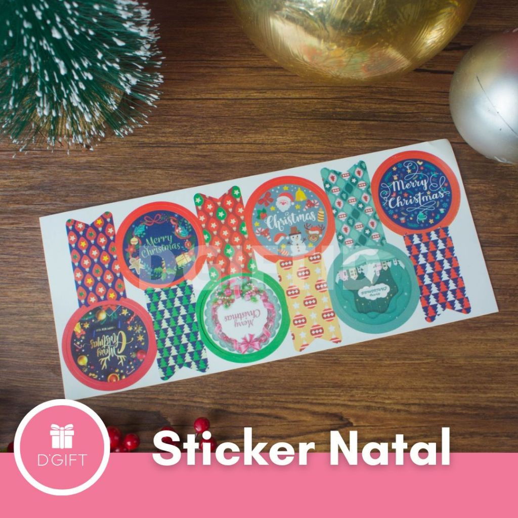 

5lbr-Sticker Natal Label Stiker Christmas Hiasan Merry Christmas Hampers Xmas