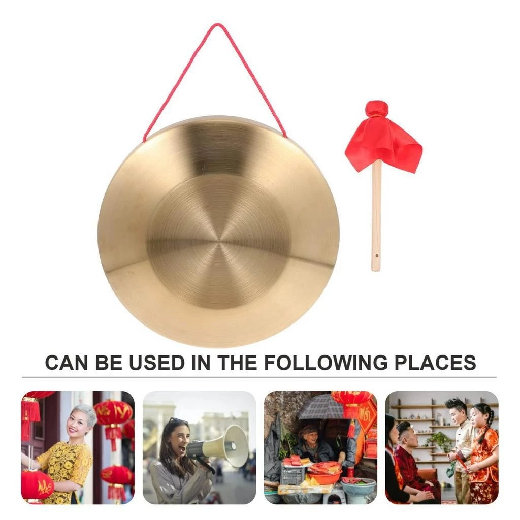 18Cm Gong Cina Gong Tangan Perunggu Gong Luo Kuningan Mainan Musik Untuk Peringatan Dini Dan Hiburan