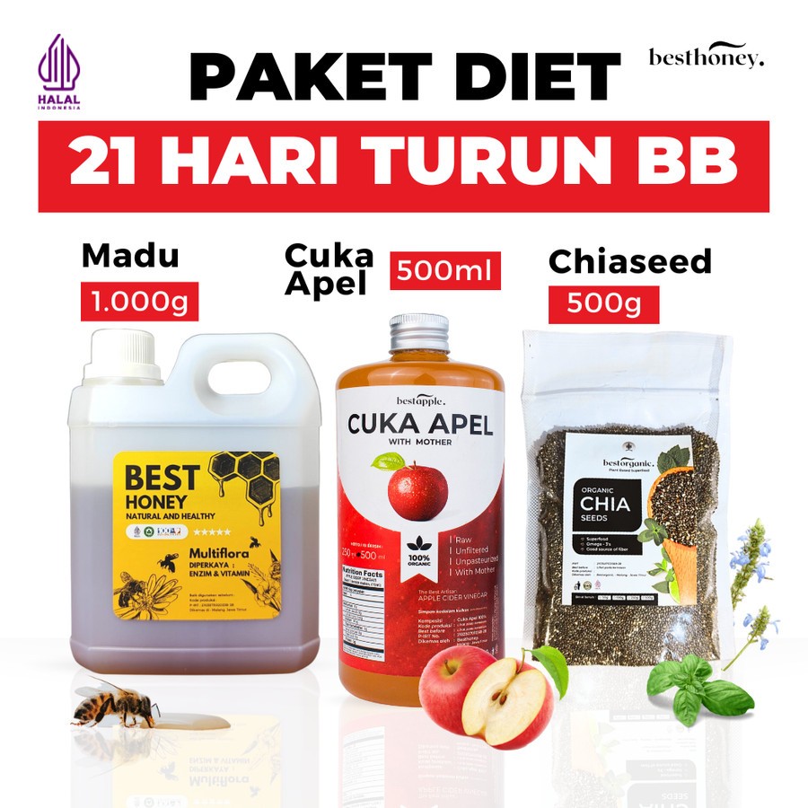 

Besthoney - Paket Diet 21 Hari - Paket Detox - Cuka Apel - Chia Seed - Madu Asli