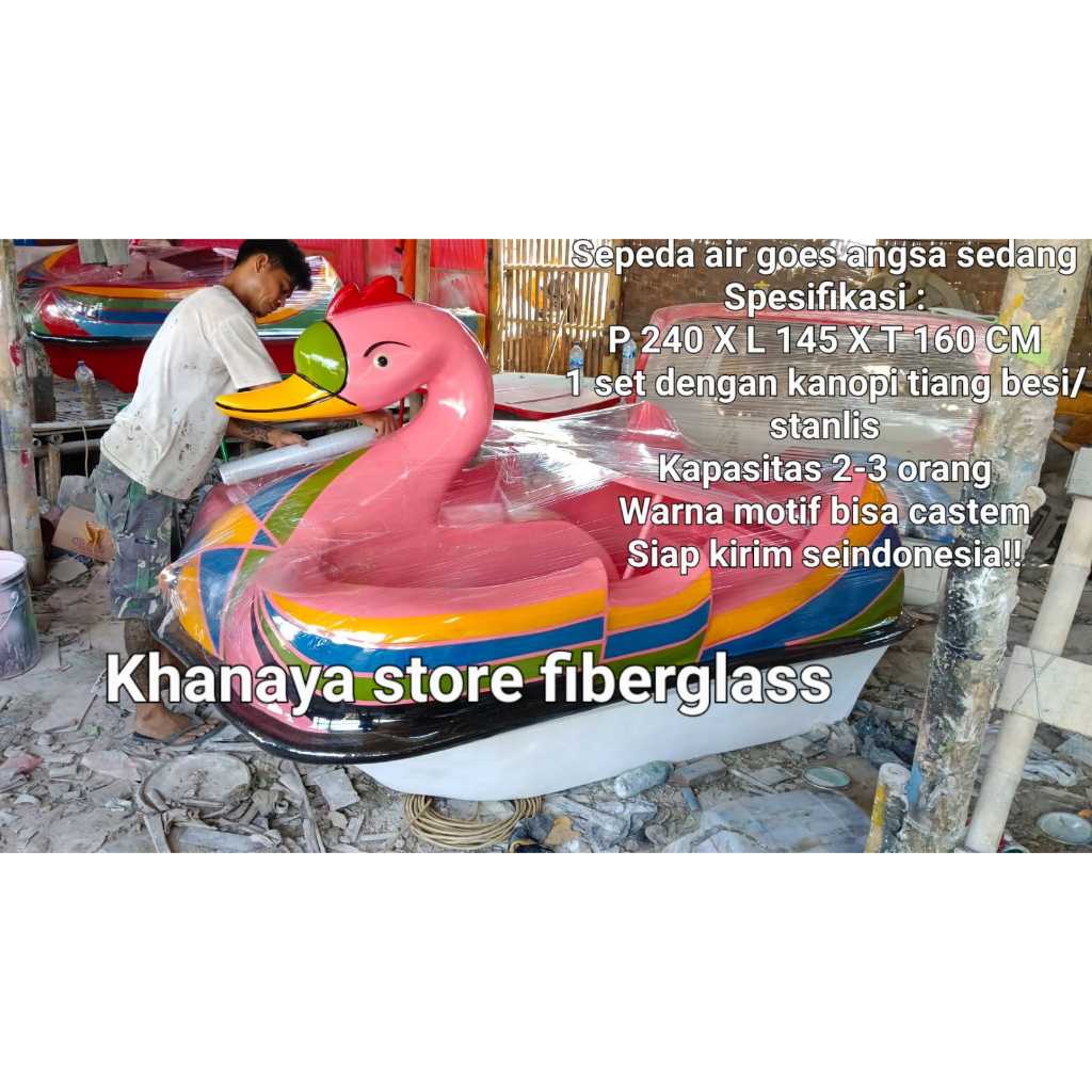 Sepeda air goes warna pink,angsa goes,perahu goes angsa,bebekan fiber,sepeda air fiberglass termurah