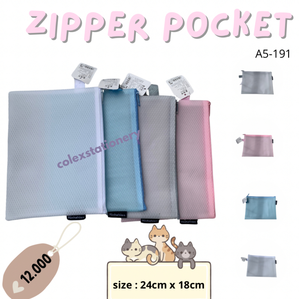 

Map Zipper Sleting / Dokumen Map Folder Pelajaran Polos 4 Warna Pastel Bahan Soft Ukuran A5 Murah Anti Air