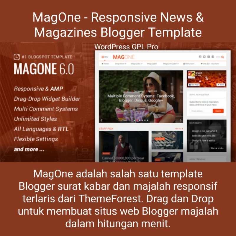 MagOne - Responsive News & Magazines Blogger Template | Premium WordPress Plugin Theme