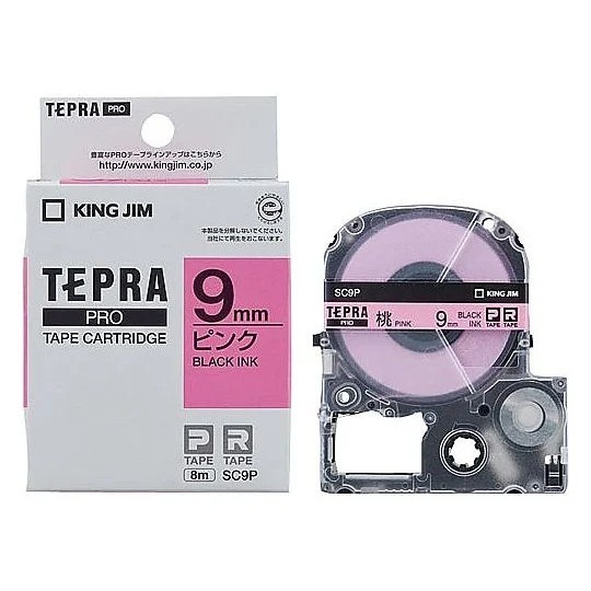

King Jim SC9P Tepra PRO Tape 9mm, Pastel Peach Label Black Text