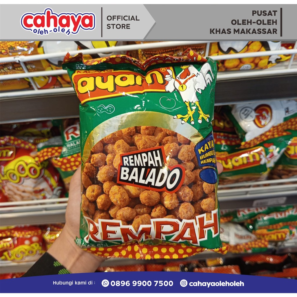 

Kacang Ayam Rempah Balado Cahaya Oleh Oleh Khas Makassar 225gr