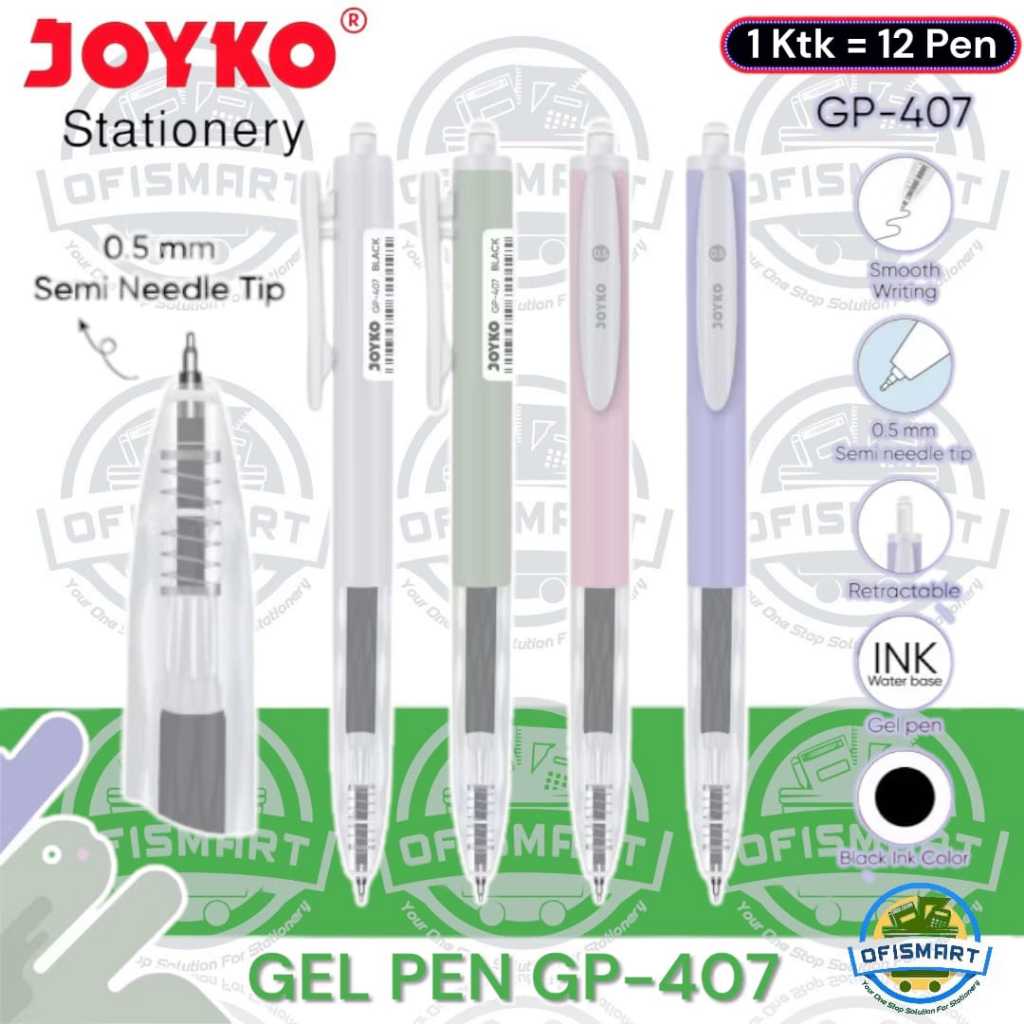 

Joyko Gel Pen Pulpen Pena GP-407 0.5 mm | @ 1Ktk=12 Pen