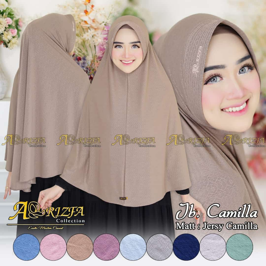 Hijab Jilbab Khimar Bergo Instan Jumbo Pad Jersey Simpel Motif Camilla Ori Arrizfa Jumbo Camilla