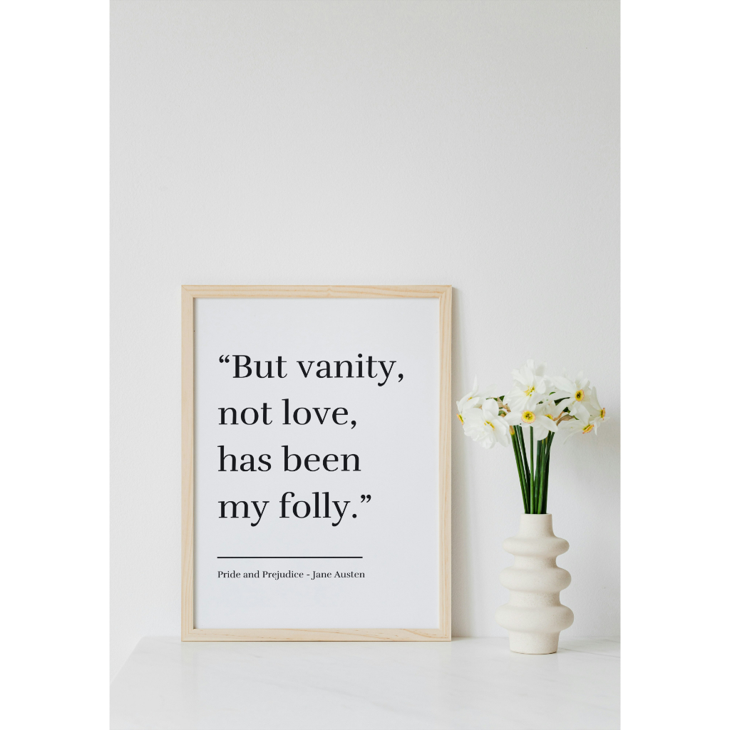 (Printable) Hiasan Dinding/ Poster Dinding Quotes Pride & Prejudice - Black & White Series