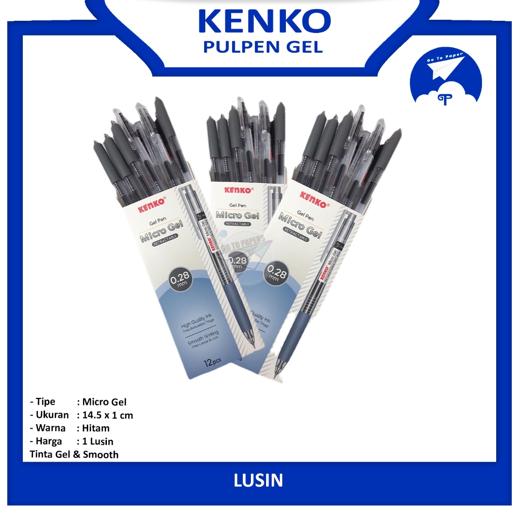 

KENKO - Pulpen Gel Pen Micro Gel Retractable 0.28mm Hitam - LUSIN