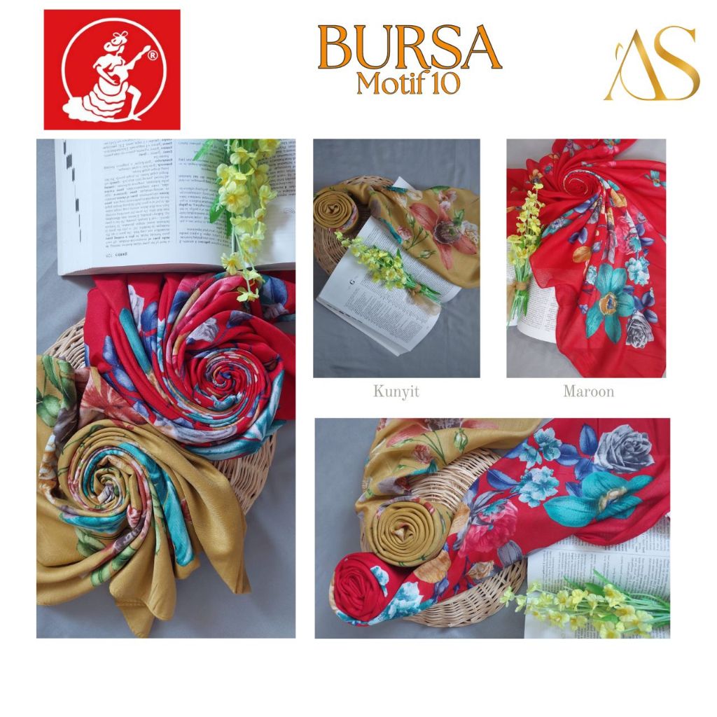 UMAMA SQUARE HIJAB SEGIEMPAT BURSA MOTIF 10 UKURAN 110X110CM / UMAMA SCARF JILBAB SEGI EMPAT VOAL PR