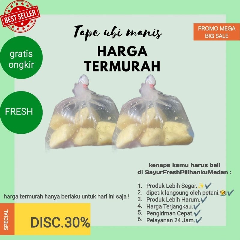 

promo termurah tape ubi kayu manis stok baru ready stok siap kirim gratis ongkir