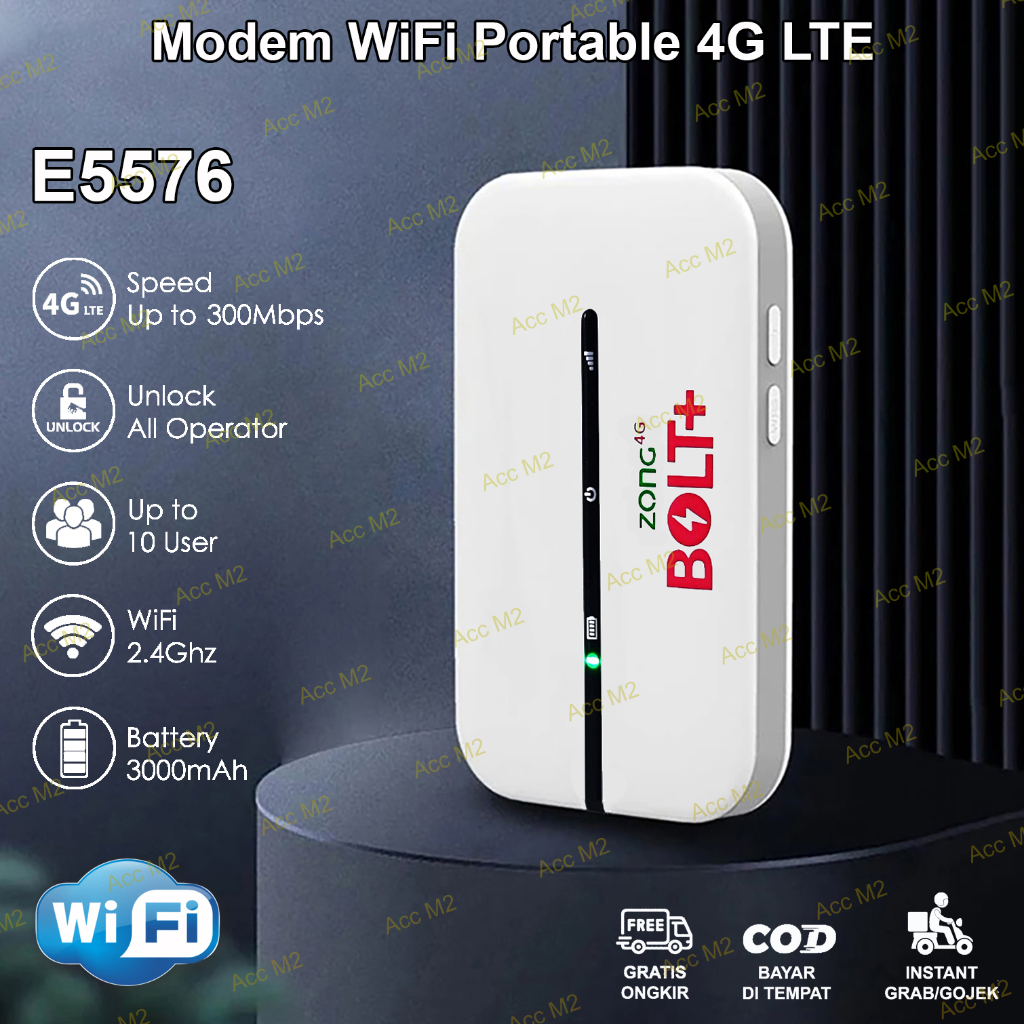 Modem Wifi Portable E5576 BOLT+ MiFi 4G LTE Support all Operator