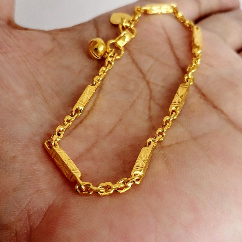 Gelang Balok Variasi Rantai Lapis Emas 24k