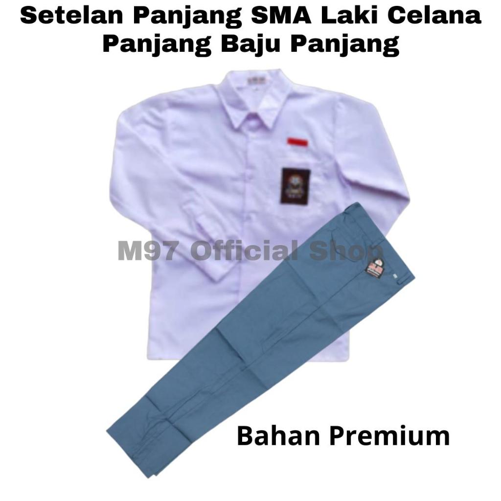 Set Pakaian Pria Setelan Seragam Sma Laki-Laki Baju Panjang Celana Panjang - Baju Sma Panjang Laki