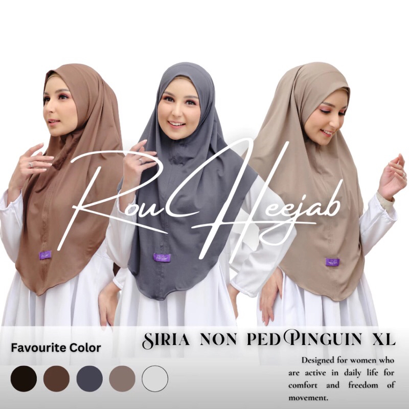 Jilbab Premium Instan Siria Non Pet XL Pinguin / Hijab Sport / Bergo Sport / Hijab Murah / Hijab Lan