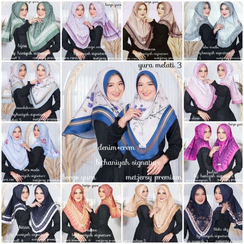 kerudung bergo motif yura jersey premium uk L dan jumbo ,hijab instan jersey motif premium, bergo je