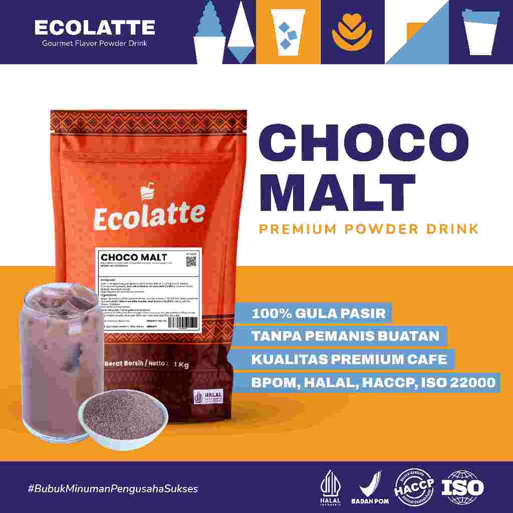 

CHOCO MALT BUBUK MINUMAN ECOLATTE 1 KG PREMIUM Powder Drink Enak Rasa Cokelat Malt HALAL BPOM