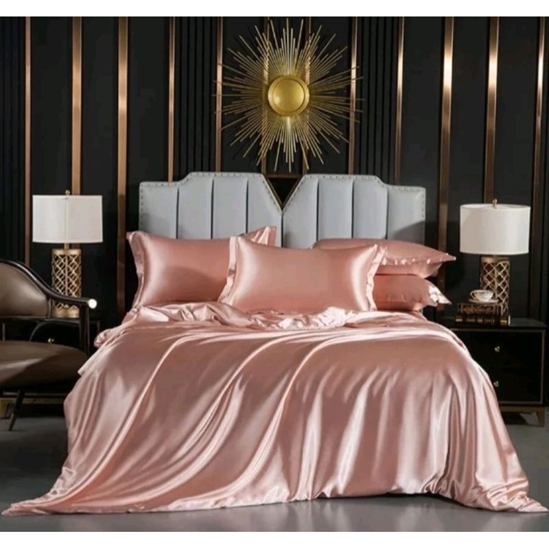 Bedcover Set Sprei Satin Velvet/Bedcover Satin/Sprei Satin UK 160x200 King Size (No.2)/Sprei Anti Ge