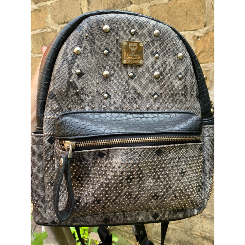 preloved backpack kulit /PL RANSEL mcm/preloved backpack mcm autentic