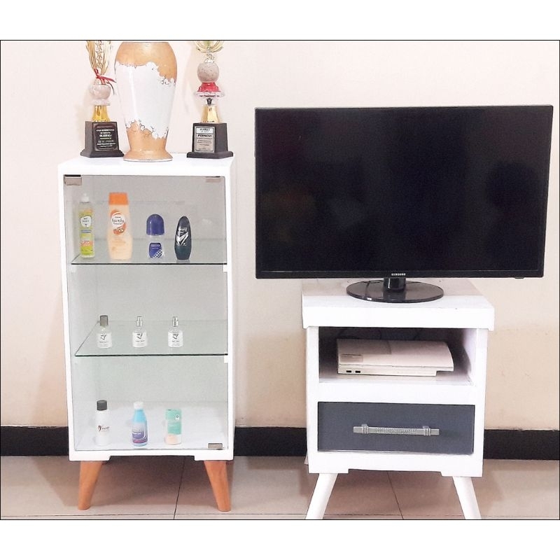 lemari hias minimalis Lemari Buku Transparan Rak Buku Serbaguna Lemari Buku Aesthetic Rak Buku Kayu 