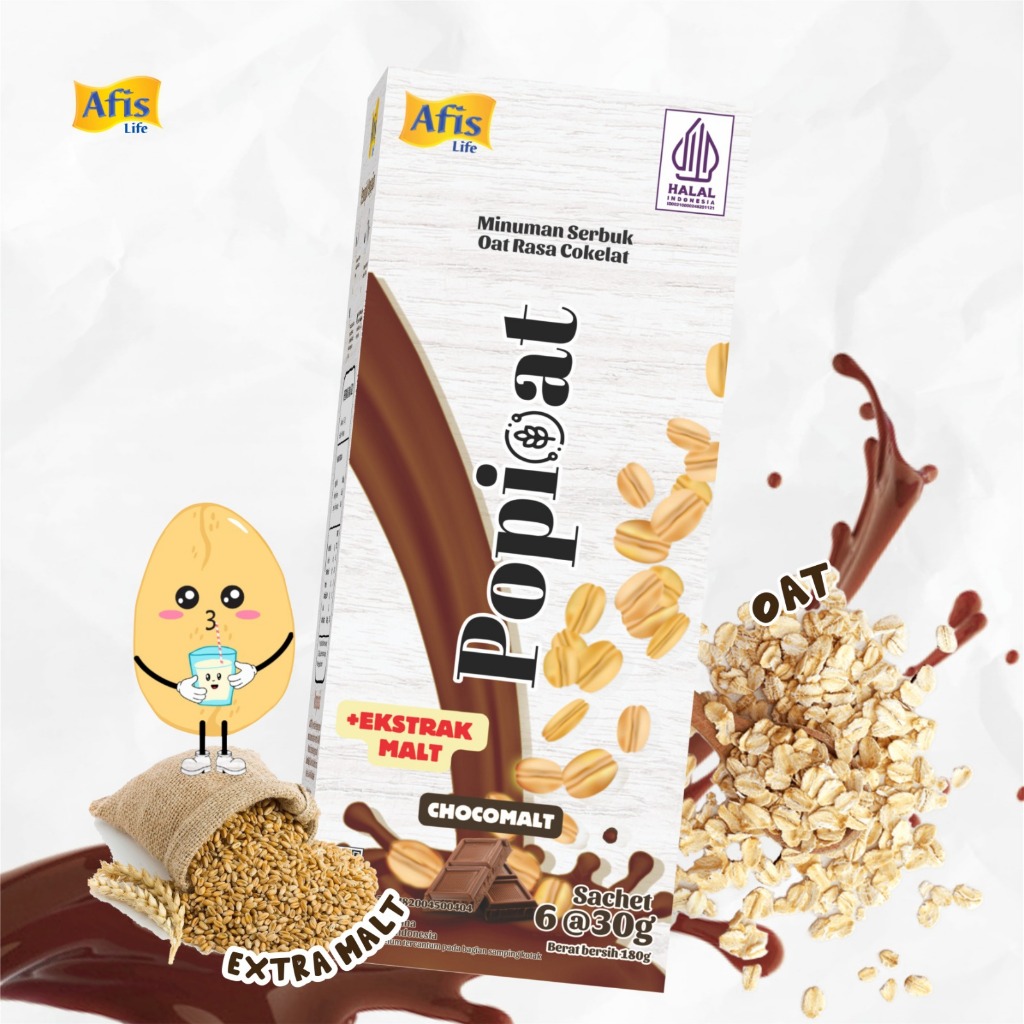 

Afis Popioat Minuman Serbuk Oat Isi 6 Sachet 30g - Susu Diet Nutrisi Pengganti Makanan