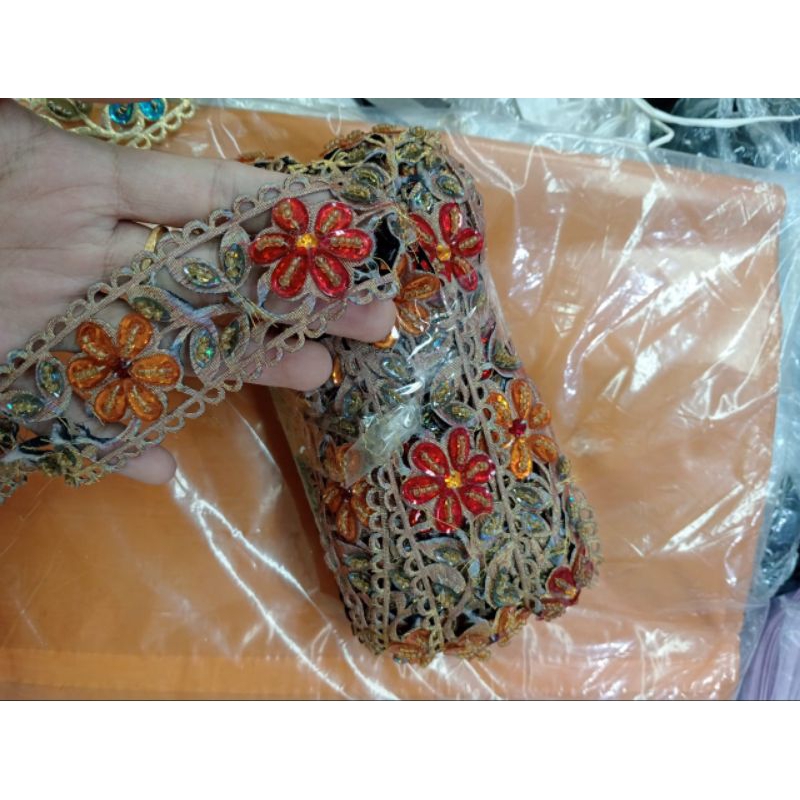 renda payet meteran/renda India full payet/renda kombinasi kebaya dress