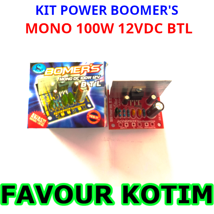 KIT MONO POWER AMPLIFIER 100W DC 12V BOOMERS BTL FVKOTIM