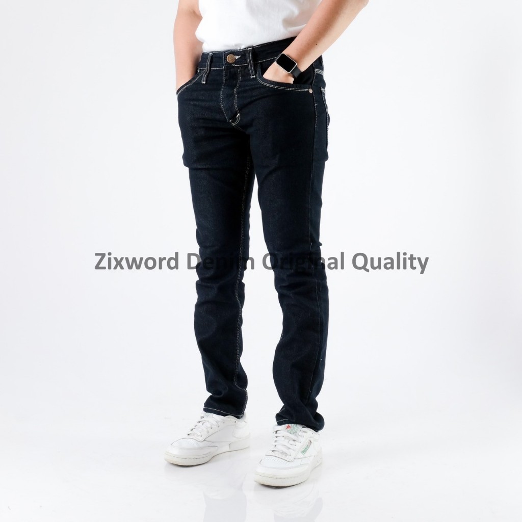 ZIXWORD DENIM - Celana Jeans Pria Blue Garment Slim Fit Streetch Original New Denim / Celana Pria Je