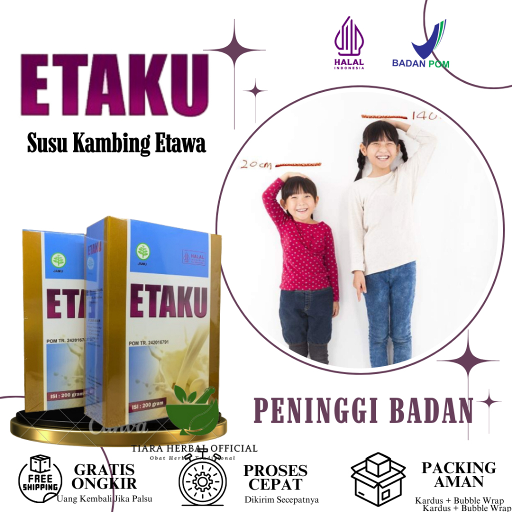 

Etaku - Susu Peninggi Badan - Suplemen Tinggi Badan - Peninggi Badan Dewasa Remaja dan Anak - 200 Gram